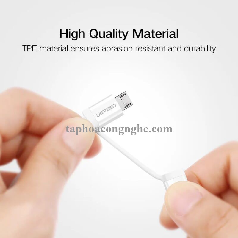 Ugreen 20875 0.5M màu Trắng Cáp sạc đa năng USB sang MicroUSB + Lightning US178 30020875